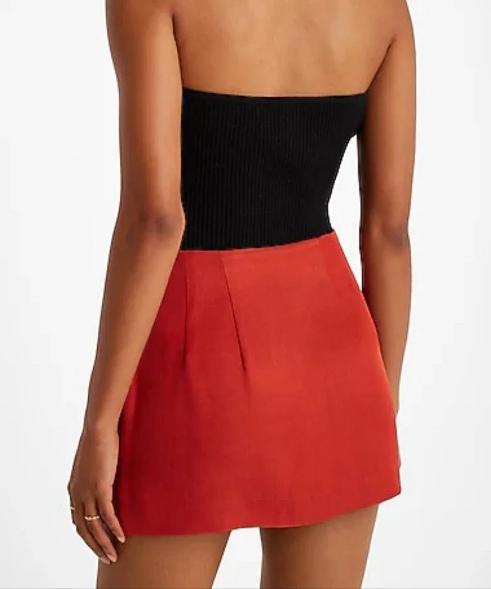 Express Editor Super High Waisted Linen-Blend Mini Skort
